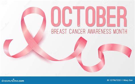 Realistic Pink Ribbon, October Breast Cancer Awareness Month Stock Vector - Illustration of ...