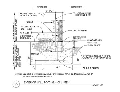 Exterior Wall Footing - CMU Stem 8 x 8 x 16 - Omniblock