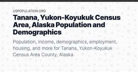 Tanana, Yukon-Koyukuk Census Area, Alaska Population | Income ...