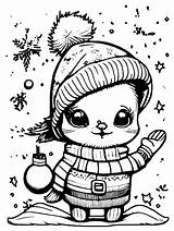 Cute Christmas Coloring Page · Creative Fabrica sketch template