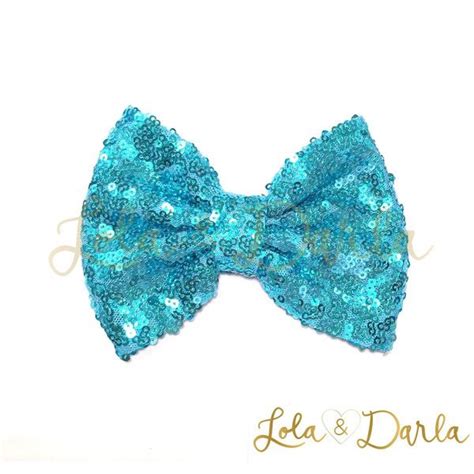 Sparkle Darling Sequin Bow Clip in Aqua ($7) liked on Polyvore featuring accessories, hair ...