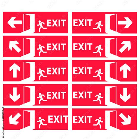 emergency exit, evacuation signs set. emergency evacuation idea concept ...