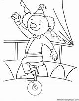 Clown Riding unicycle coloring Page  Download Free sketch template