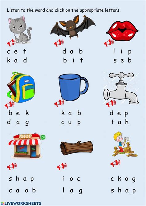 Three letters words worksheet | Live Worksheets - Worksheets Library