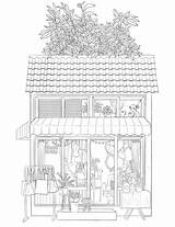Cafe Coloring Page sketch template