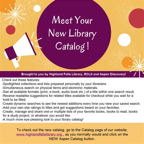 NEW and Better Library Catalog | Serving the residents of Highland ...