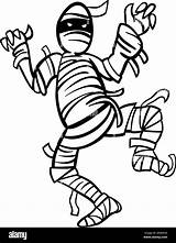 Black And White Cartoon Illustration Of Scary Mummy Monster For  sketch template