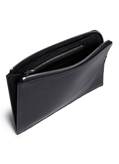 Alexander wang Pebbled Leather Zip Pouch in Black for Men | Lyst