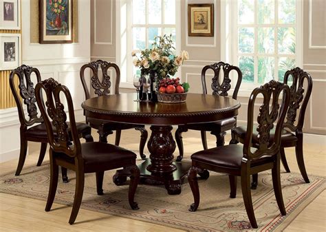 7 Piece Bellagio Round Dining Set with Wooden Side Chair - USA Furniture Warehouse | Round ...