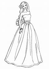 Barbie In Dress Coloring Page  Free Printable Pages sketch template
