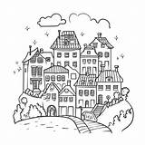 Old Town Coloring Pages Free Printable Cute City Outline  sketch template
