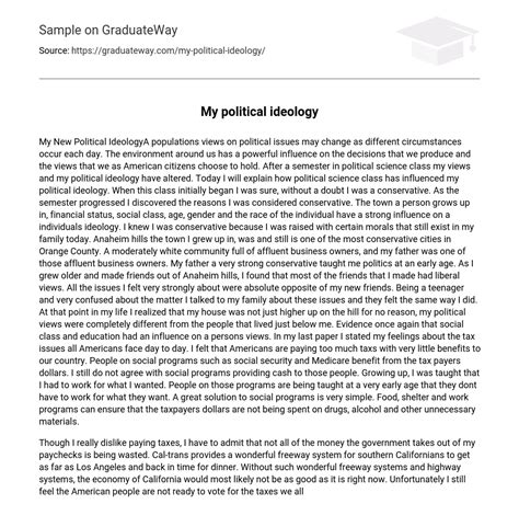 My political ideology - 1133 Words | Free Essay Example on GraduateWay