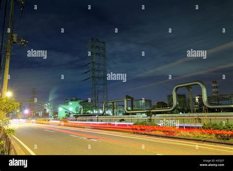 Industrial complex at night Stock Photo - Alamy