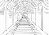 Train Passed Tunnel Coloring Page Kids Thingkid Sketch sketch template