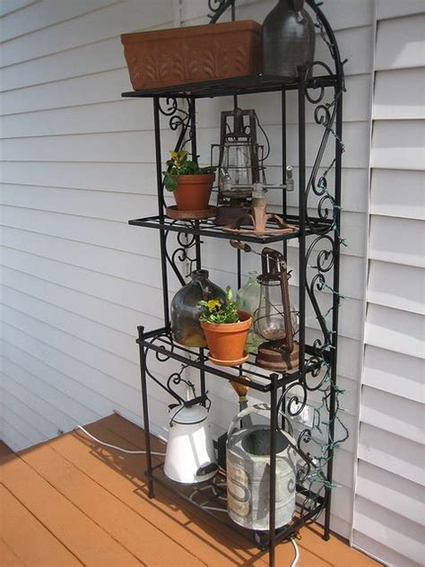 Found on Bing from www.pinterest.com | Outdoor bakers rack, Bakers rack decorating, Garden rack