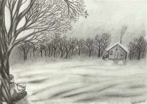 Snowy Landscape Drawing at GetDrawings | Free download