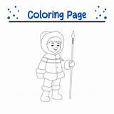 Premium Vector  Cute Boy with Spear coloring Page For Kids sketch template