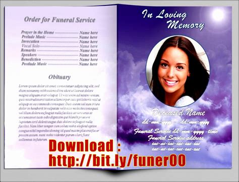 Funeral Program Template Editable Printable Funeral Template A | Images ...