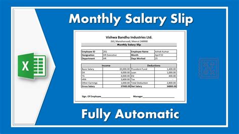 Salary Slip Template In Excel