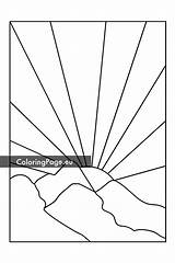 Sunrise Over Mountains  Coloring Page sketch template