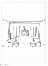 Living Room In Perspective coloring Page sketch template