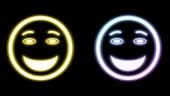 Very Bright Emoji Icon On Black Screen With Blinking Eyes And Watching At Camera 4K Stock Video ...