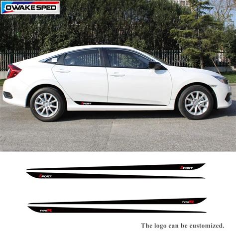 Sport Door Side Skirt Stripes Car Styling Body Decor Sticker For Honda CIVIC Sedan Hatchback ...