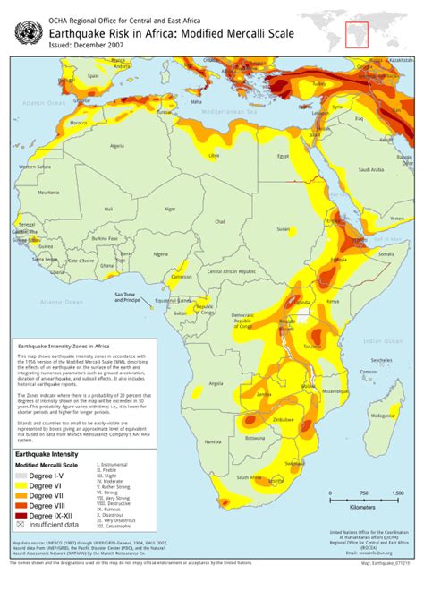 Earthquake Risk in Africa: Modified Mercalli Scale, December 2007 ...