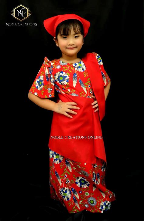 KIDS FILIPINIANA DRESS Floral Patadyong Philippine National Costume Maria Clara Baro at Saya ...