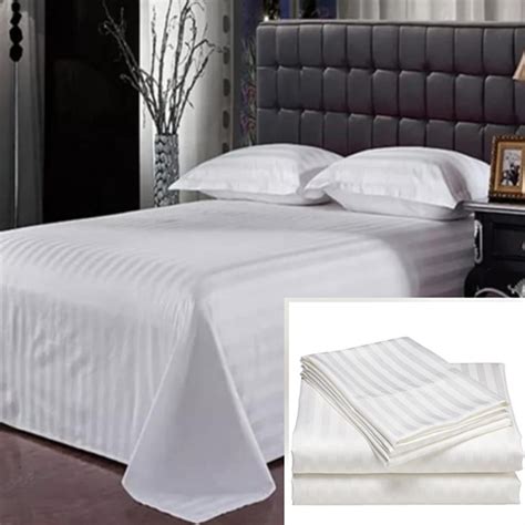 Plain White Stripped Bedsheet Set – Dazzling Decor