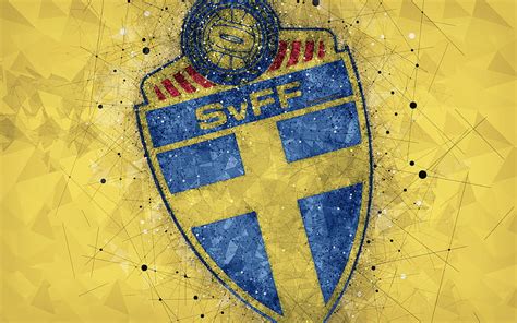 4K free download | Sweden national football team geometric art, logo, yellow abstract background ...
