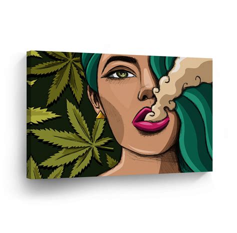 SMOKE WEED WALL ART Marijuana Leaf Plant Get High Cigar Canvas Print ...