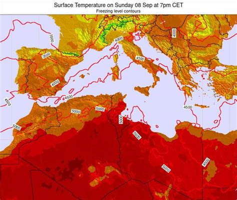 Tunisia Surface Temperature on Wednesday 01 Sep at 7pm CET