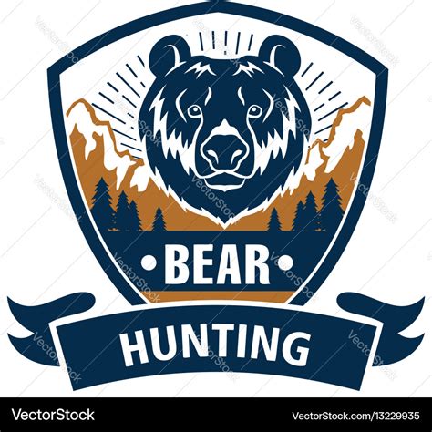 Hunting sport or hunter club bear icon Royalty Free Vector