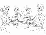 Family Eating Dinner Coloring Page sketch template