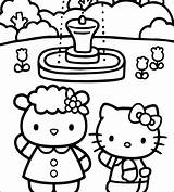 為孩子的色頁 Hello Kitty And Fifi  free coloring Pages sketch template