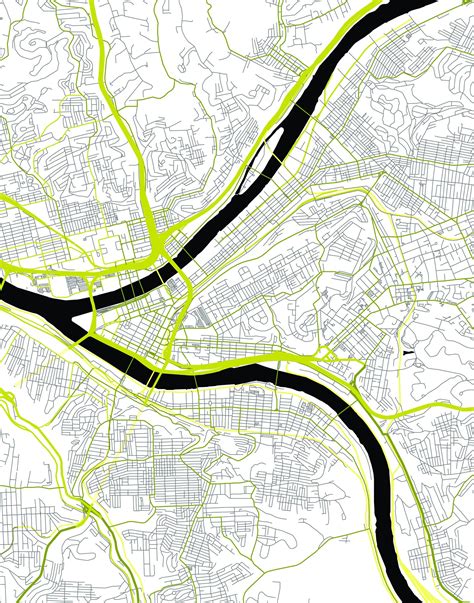 Pittsburgh City Road Map Minimal Poster 412 PGH Steelers - Etsy