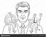 Devil And angel On Shoulders coloring Book Vector — Stock  sketch template