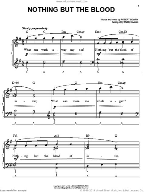 Lowry - Nothing But The Blood sheet music for piano solo [PDF]