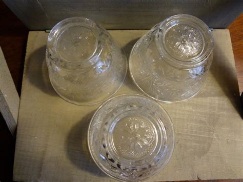 Three 3 Custard Cups Vintage 1950s Crystal Wedding Oats