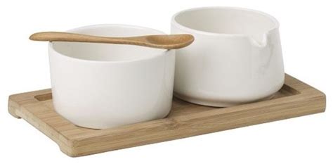 Sugar + Creamer Set on Bamboo Tray - Modern - Sugar Bowls And Creamers ...