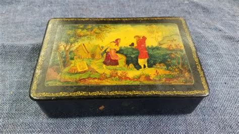 VINTAGE RUSSIAN HAND Painted Hinged Troika Lacquer Box Signed $298.00 - PicClick