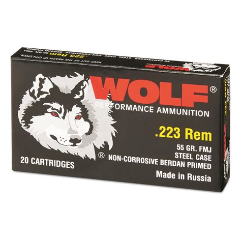 Wolf, .223 Remington, 55 Grain, FMJ Ammo, 500 Rounds - 714587, .223 Remington Ammo at Sportsman ...