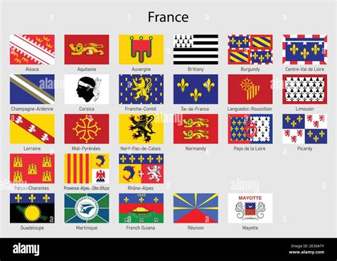 Set Flags of the province of France, All French regions flag collection ...