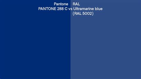 Pantone 288 C vs RAL Ultramarine blue (RAL 5002) side by side comparison