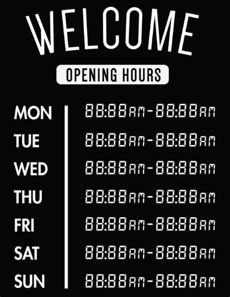 Printable Opening Hours Sign - Hours of Operation Printable Instant ...