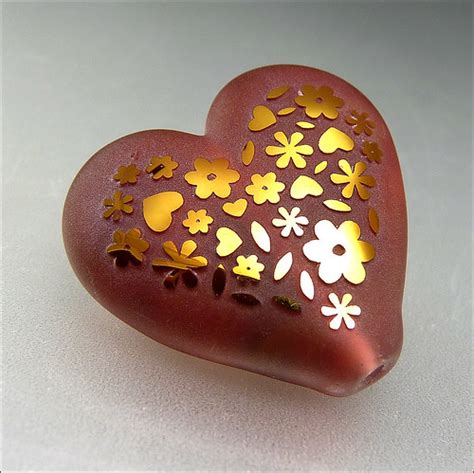 HEARTS & FLOWERS - Sandblasted and Gold Fumed Heart Pendan… | Flickr