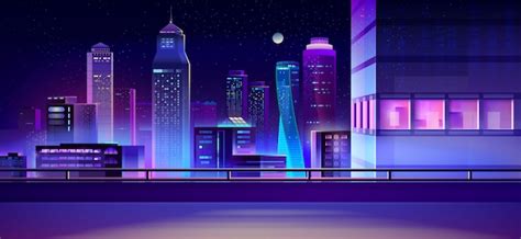 Fondo de dibujos animados de horizonte de la noche de la ciudad | Vector Gratis