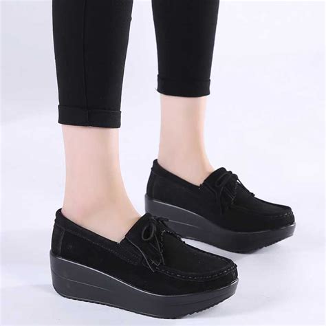 Black suede lace tassel slip on rocker bottom sneaker | Womens rocker shoes online 2861WS