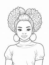 Premium PSD  Black Girl coloring Page With Afro hair Style sketch template